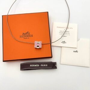 Auth Hermes H Cube Cage d'Ash
Necklace SV Pink W/Box